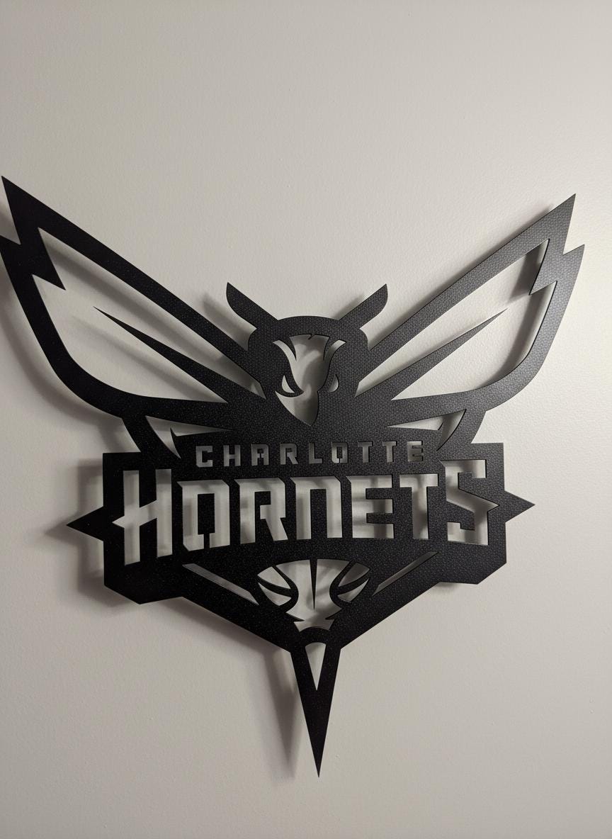 Charlotte Hornets Wall Art - Unique NBA Basketball Team Logo Game Room Decor