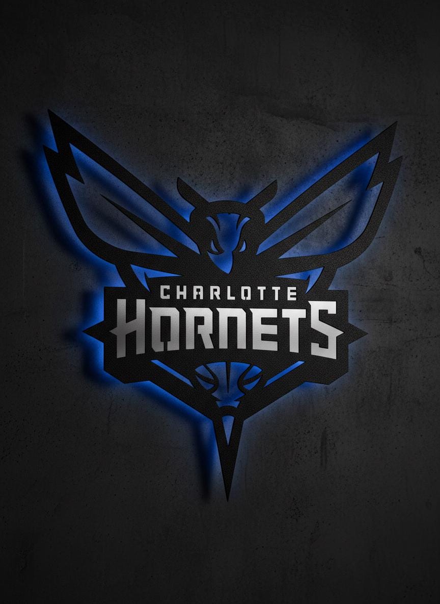 Charlotte Hornets Wall Art - Unique NBA Basketball Team Logo Game Room Decor