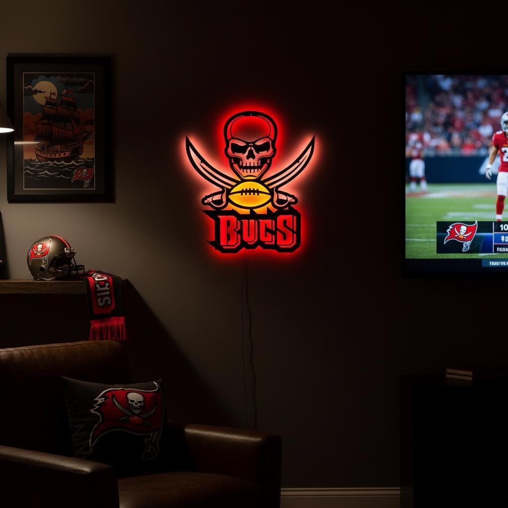 Tampa Bay Buccaneers Wall Art - NFL Team Logo Game Room Decor Gift