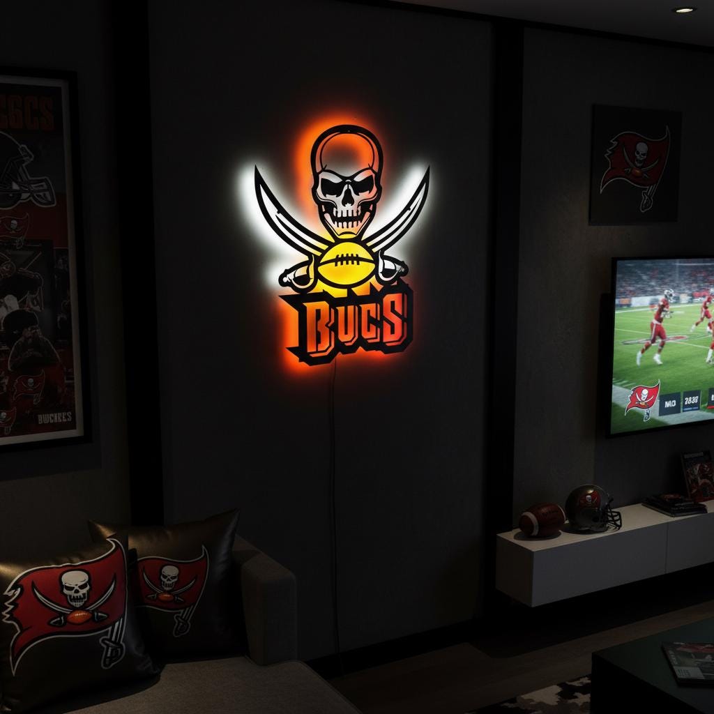 Tampa Bay Buccaneers Wall Art - NFL Team Logo Game Room Decor Gift