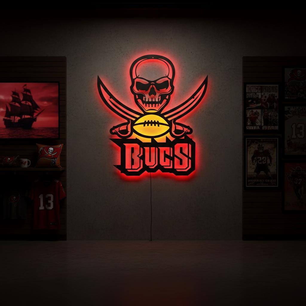 Tampa Bay Buccaneers Wall Art - NFL Team Logo Game Room Decor Gift