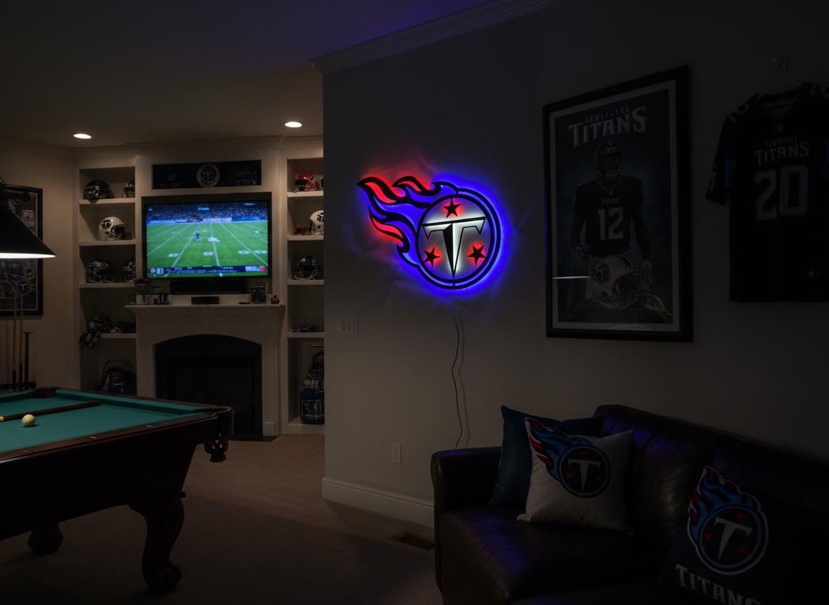 Tennessee Titans Wall Art - Football Team Logo Home Decor Gift
