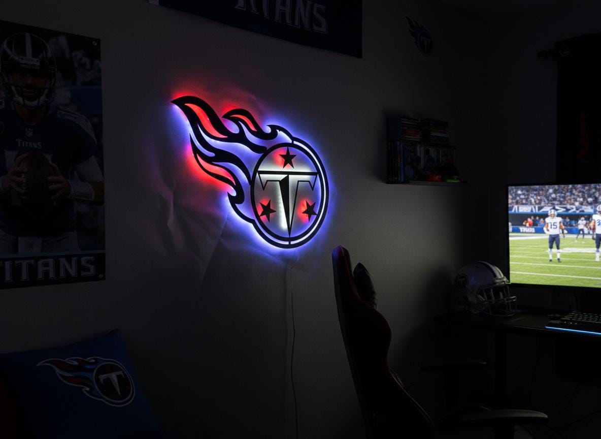 Tennessee Titans Wall Art - Football Team Logo Home Decor Gift