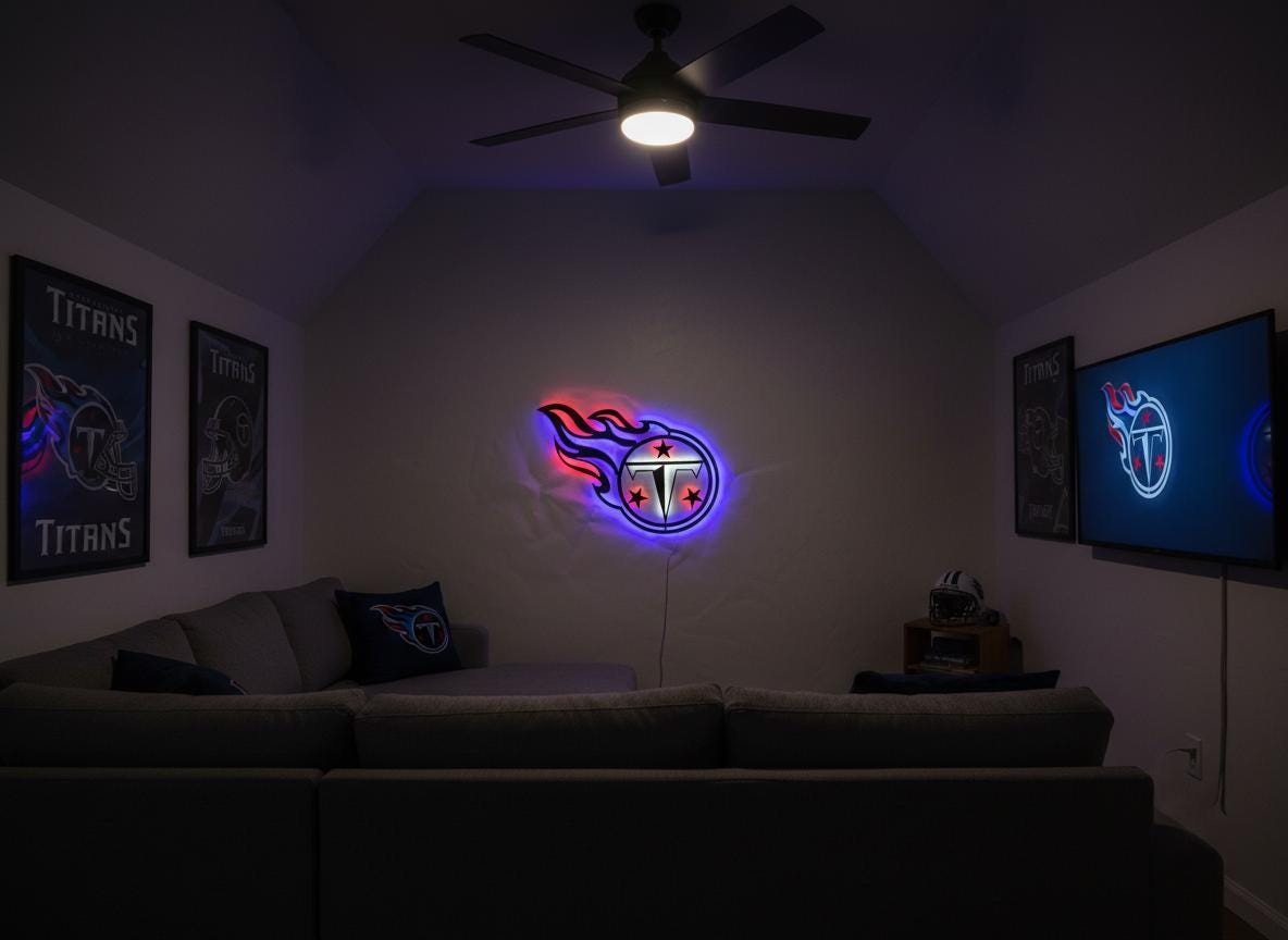 Tennessee Titans Wall Art - Football Team Logo Home Decor Gift