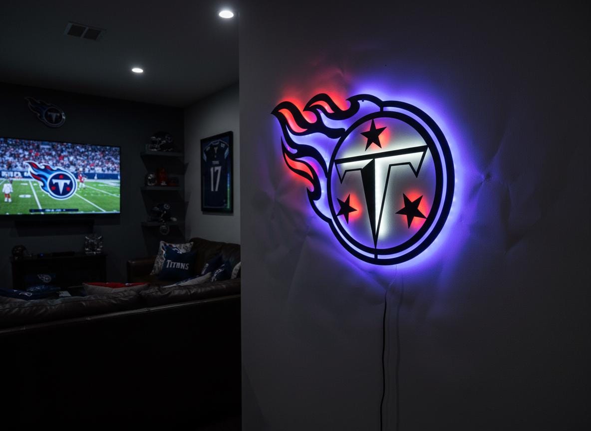 Tennessee Titans Wall Art - Football Team Logo Home Decor Gift