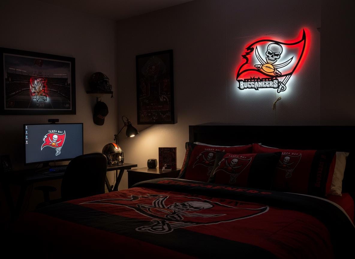 Tampa Bay Buccaneers Wall Art - Football Team Logo Game Room Decor Gift