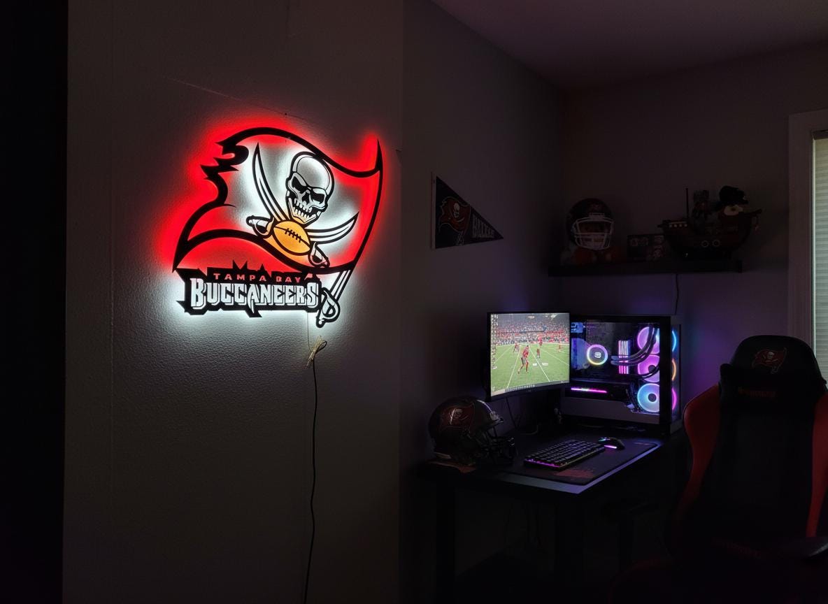 Tampa Bay Buccaneers Wall Art - Football Team Logo Game Room Decor Gift