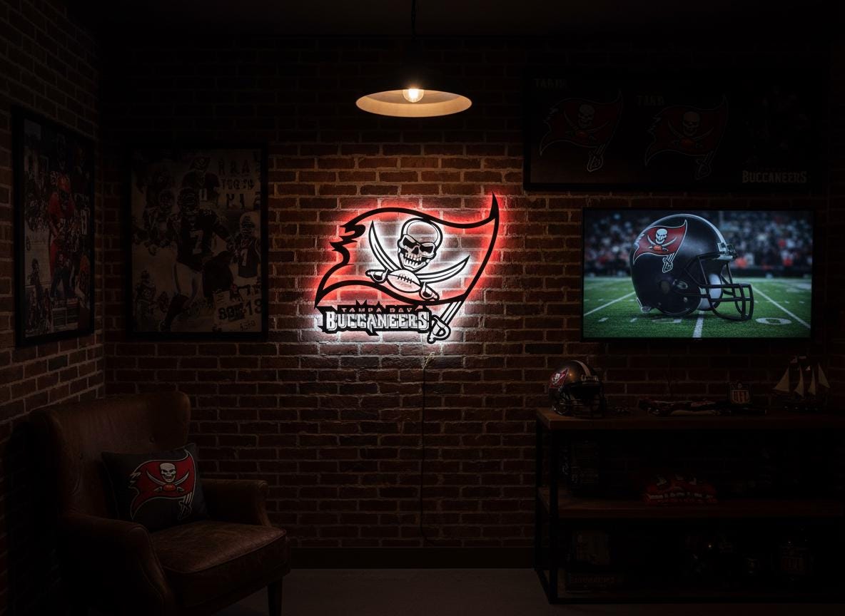 Tampa Bay Buccaneers Wall Art - Football Team Logo Game Room Decor Gift