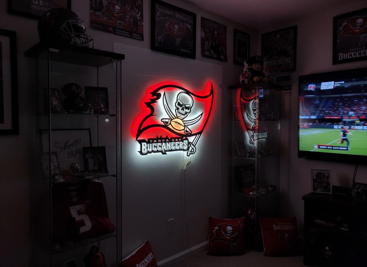Tampa Bay Buccaneers Wall Art - Football Team Logo Game Room Decor Gift