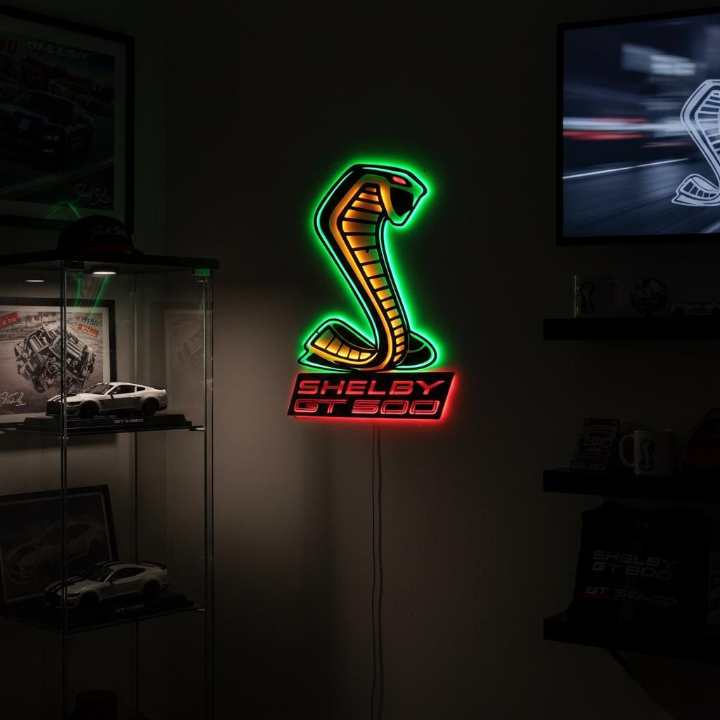 Shelby GT500 Wall Art - Classic Car Logo Garage Decor Man Cave Gift
