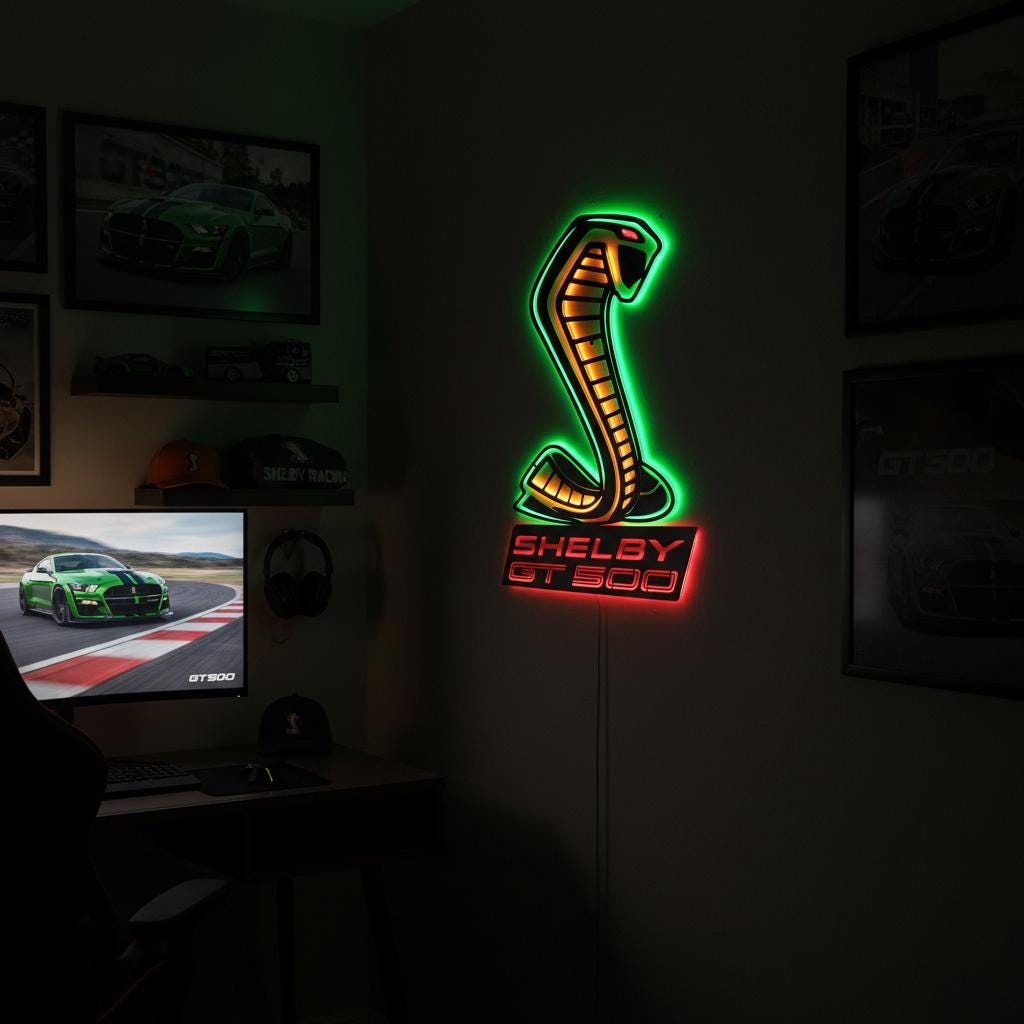 Shelby GT500 Wall Art - Classic Car Logo Garage Decor Man Cave Gift