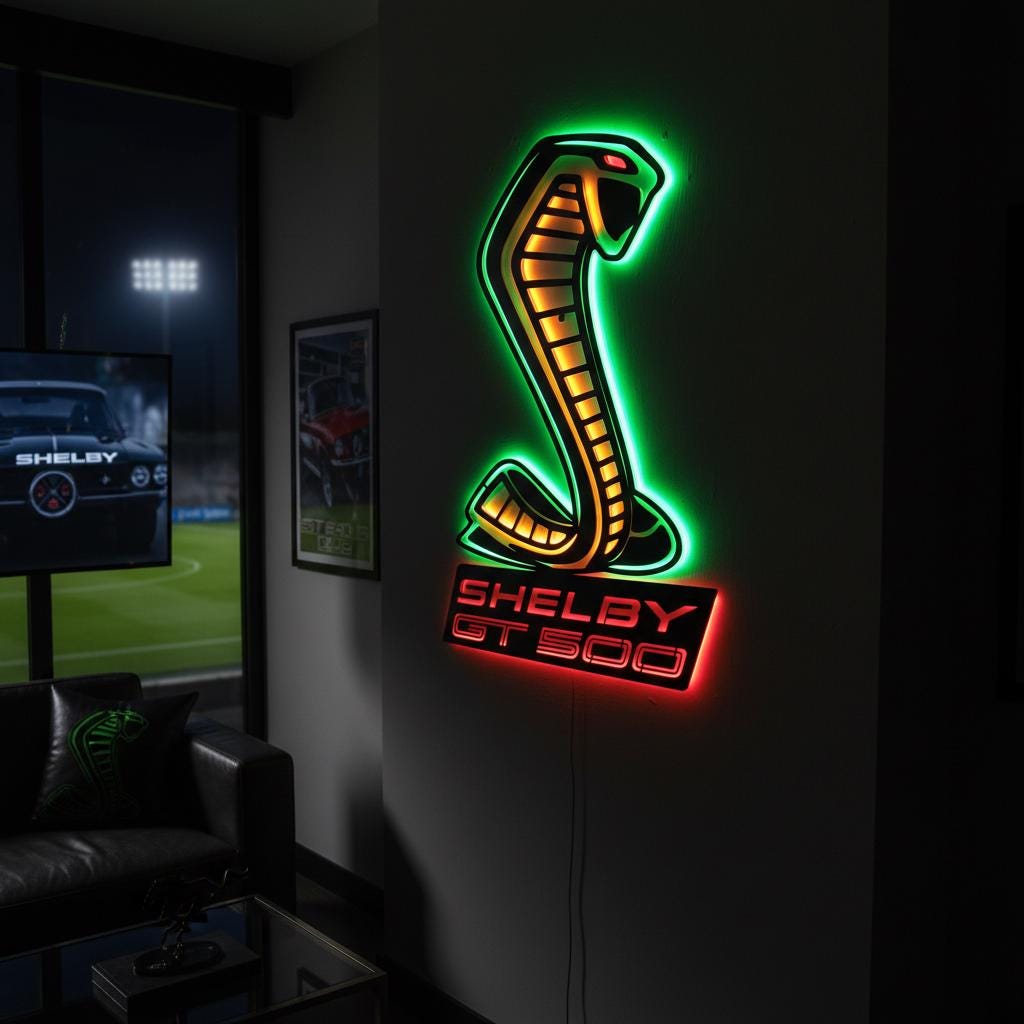 Shelby GT500 Wall Art - Classic Car Logo Garage Decor Man Cave Gift