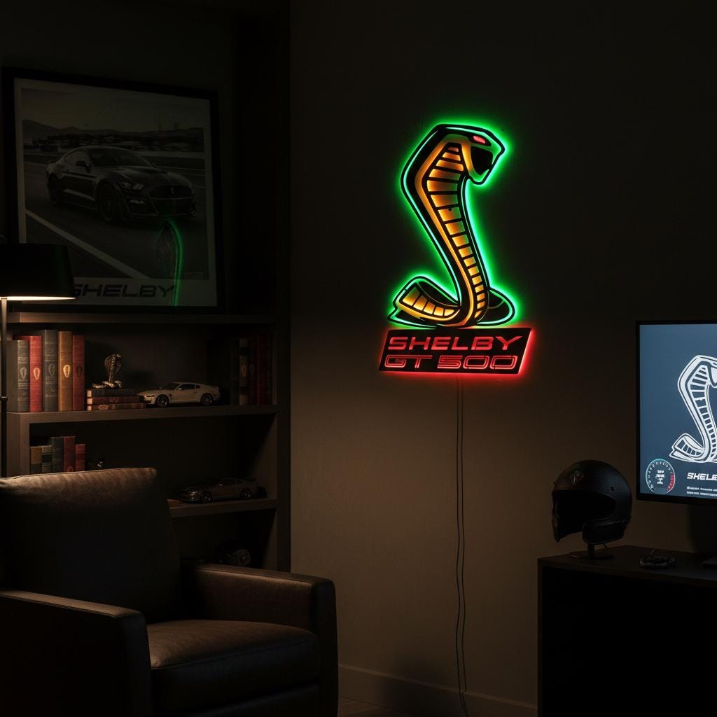 Shelby GT500 Wall Art - Classic Car Logo Garage Decor Man Cave Gift