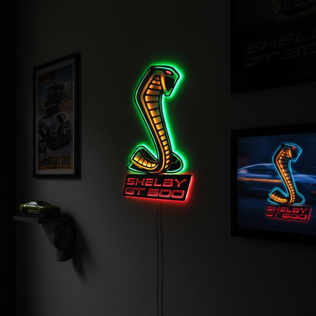 Shelby GT500 Wall Art - Classic Car Logo Garage Decor Man Cave Gift