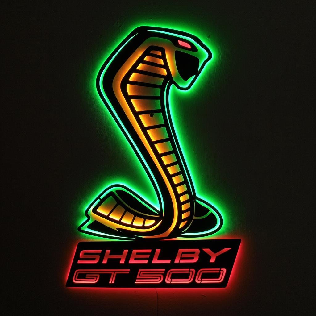 Shelby GT500 Wall Art - Classic Car Logo Garage Decor Man Cave Gift