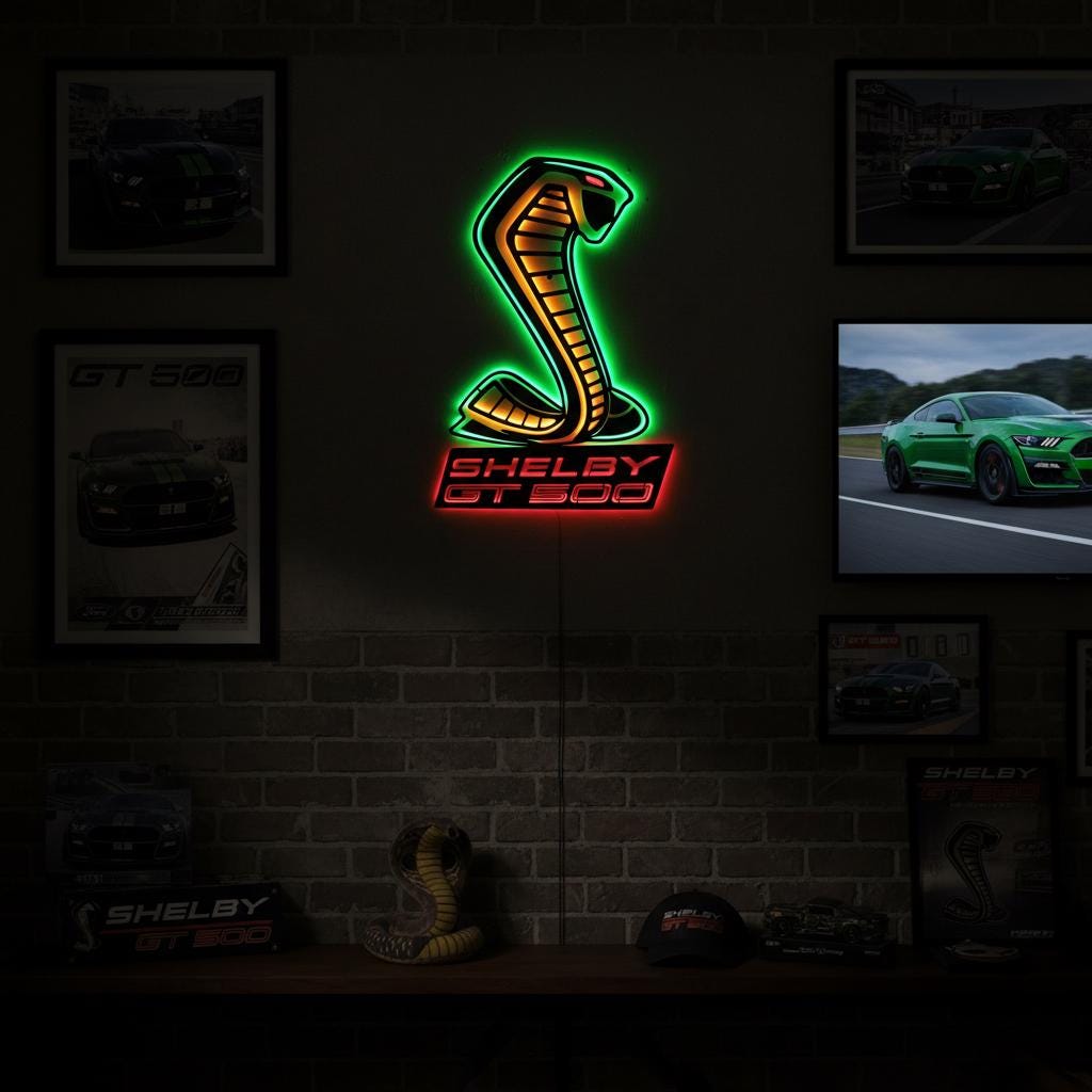 Shelby GT500 Wall Art - Classic Car Logo Garage Decor Man Cave Gift