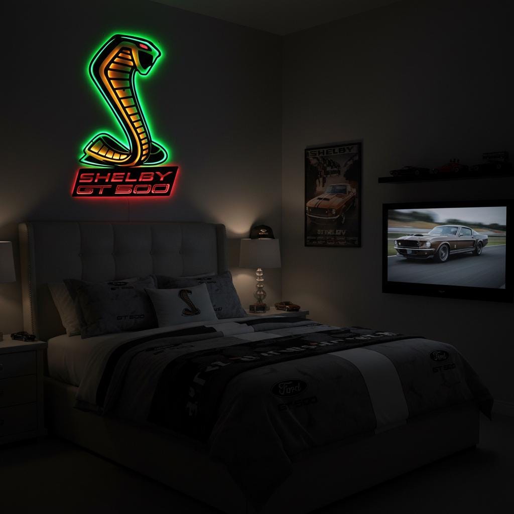 Shelby GT500 Wall Art - Classic Car Logo Garage Decor Man Cave Gift