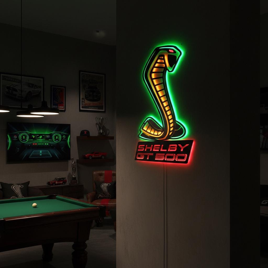 Shelby GT500 Wall Art - Classic Car Logo Garage Decor Man Cave Gift