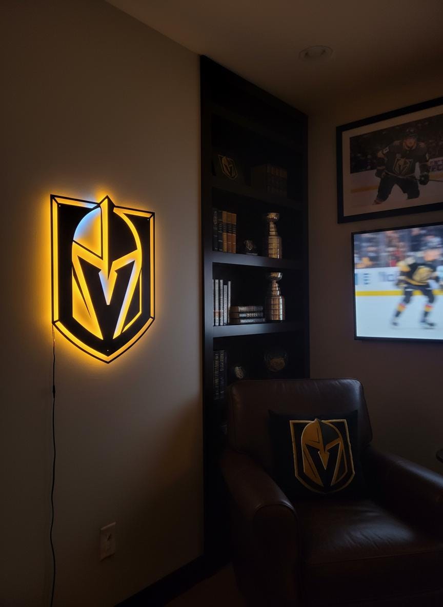 Vegas Golden Knights Wall Art - NHL Team Logo Decor for Game Room