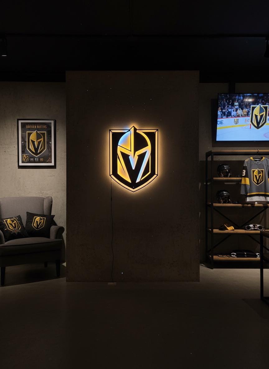 Vegas Golden Knights Wall Art - NHL Team Logo Decor for Game Room