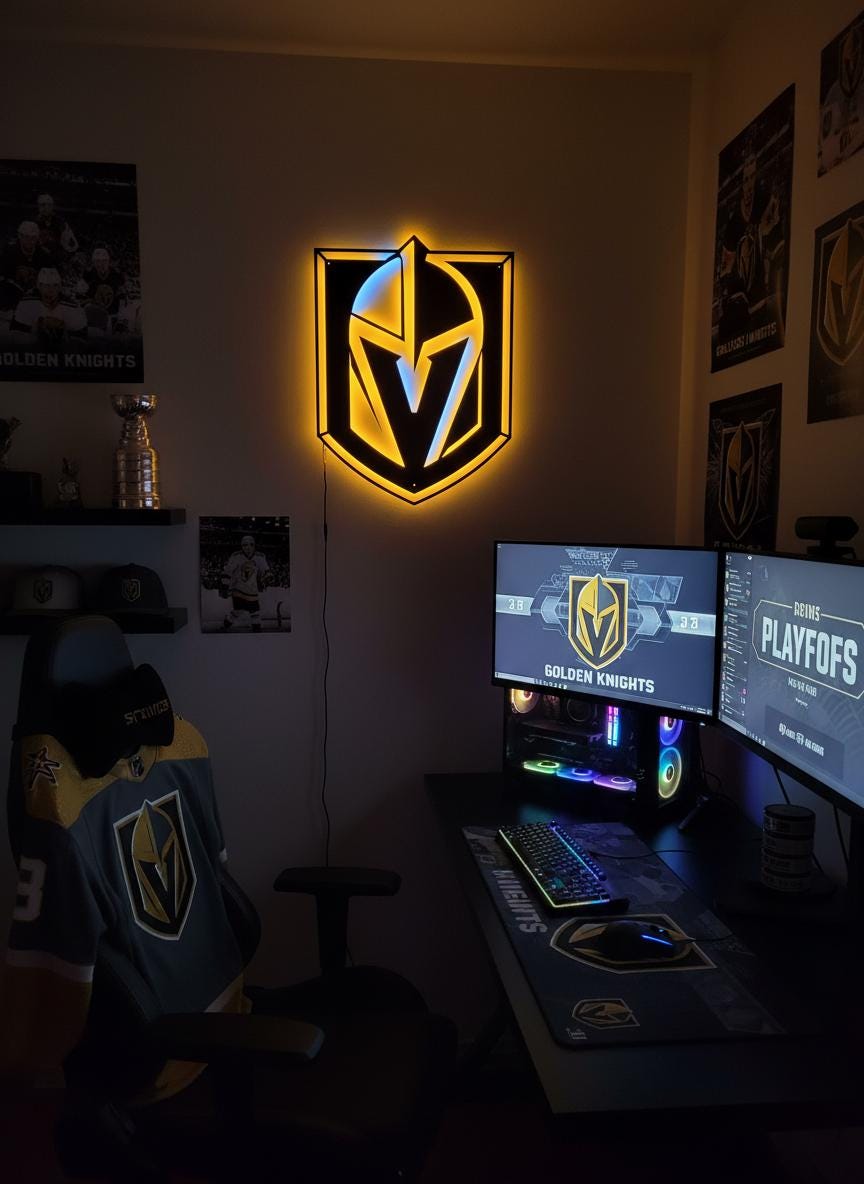 Vegas Golden Knights Wall Art - NHL Team Logo Decor for Game Room