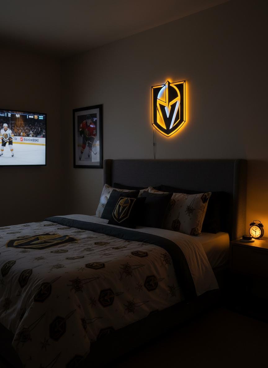 Vegas Golden Knights Wall Art - NHL Team Logo Decor for Game Room