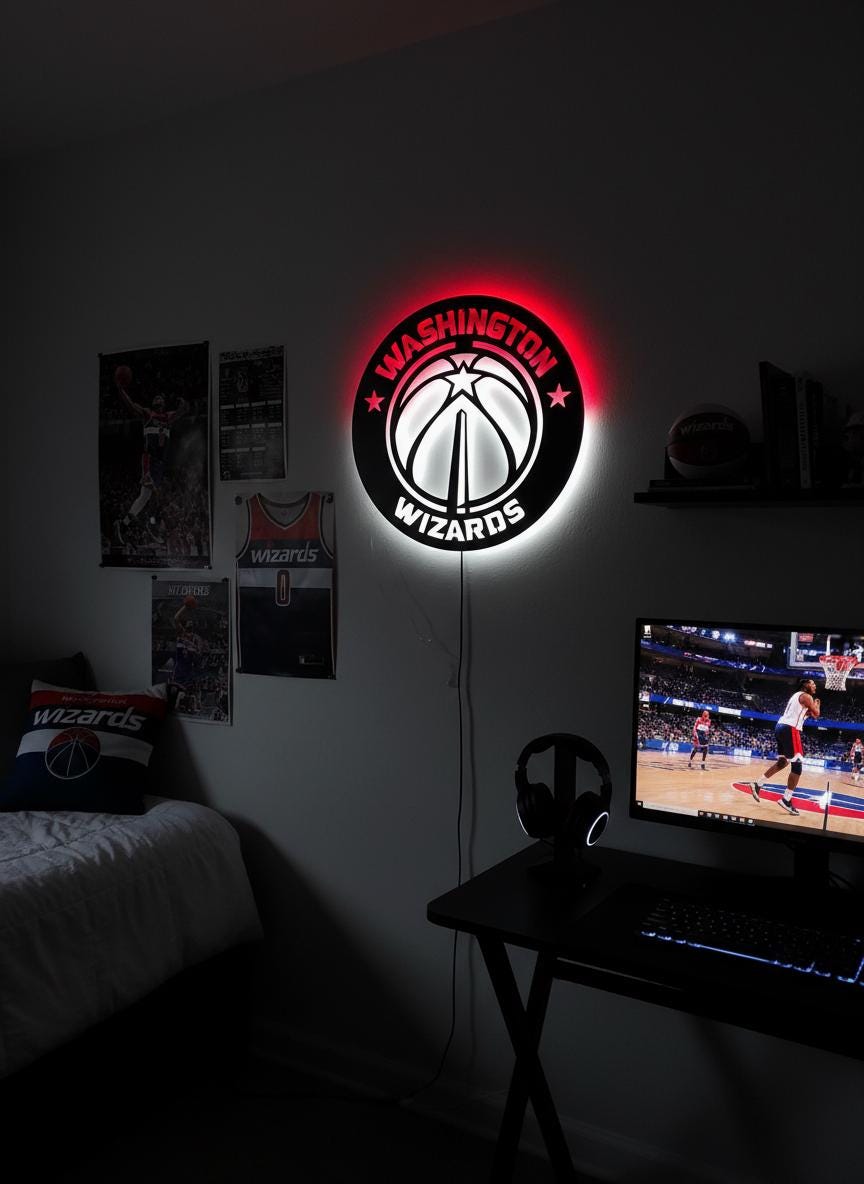 Washington Wizards Wall Art - NBA Team Logo Basketball Game Room Decor