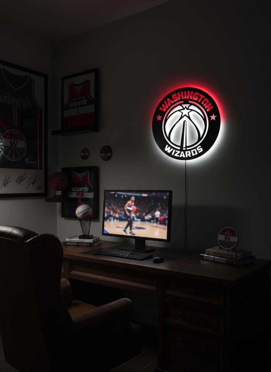 Washington Wizards Wall Art - NBA Team Logo Basketball Game Room Decor