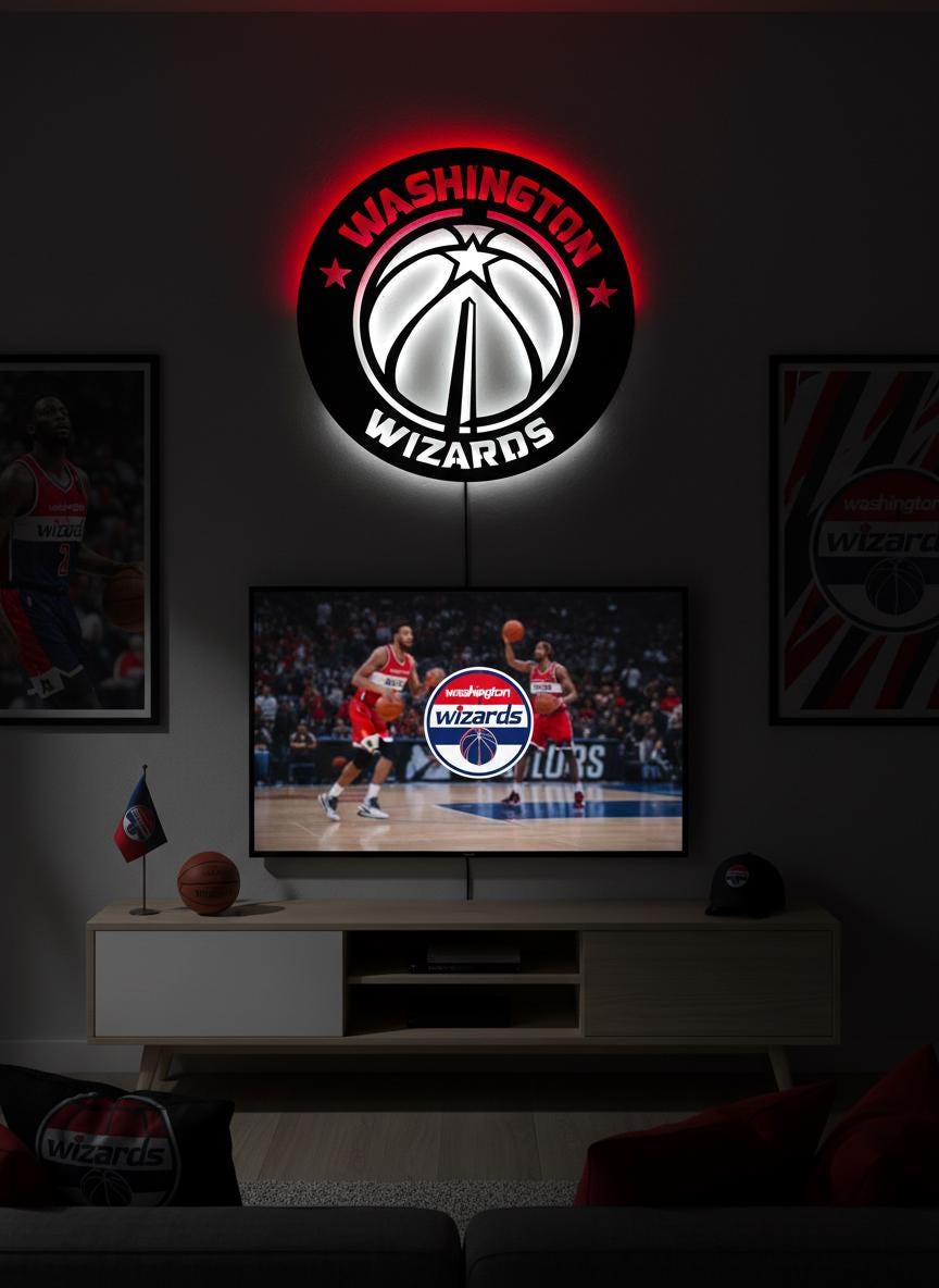 Washington Wizards Wall Art - NBA Team Logo Basketball Game Room Decor
