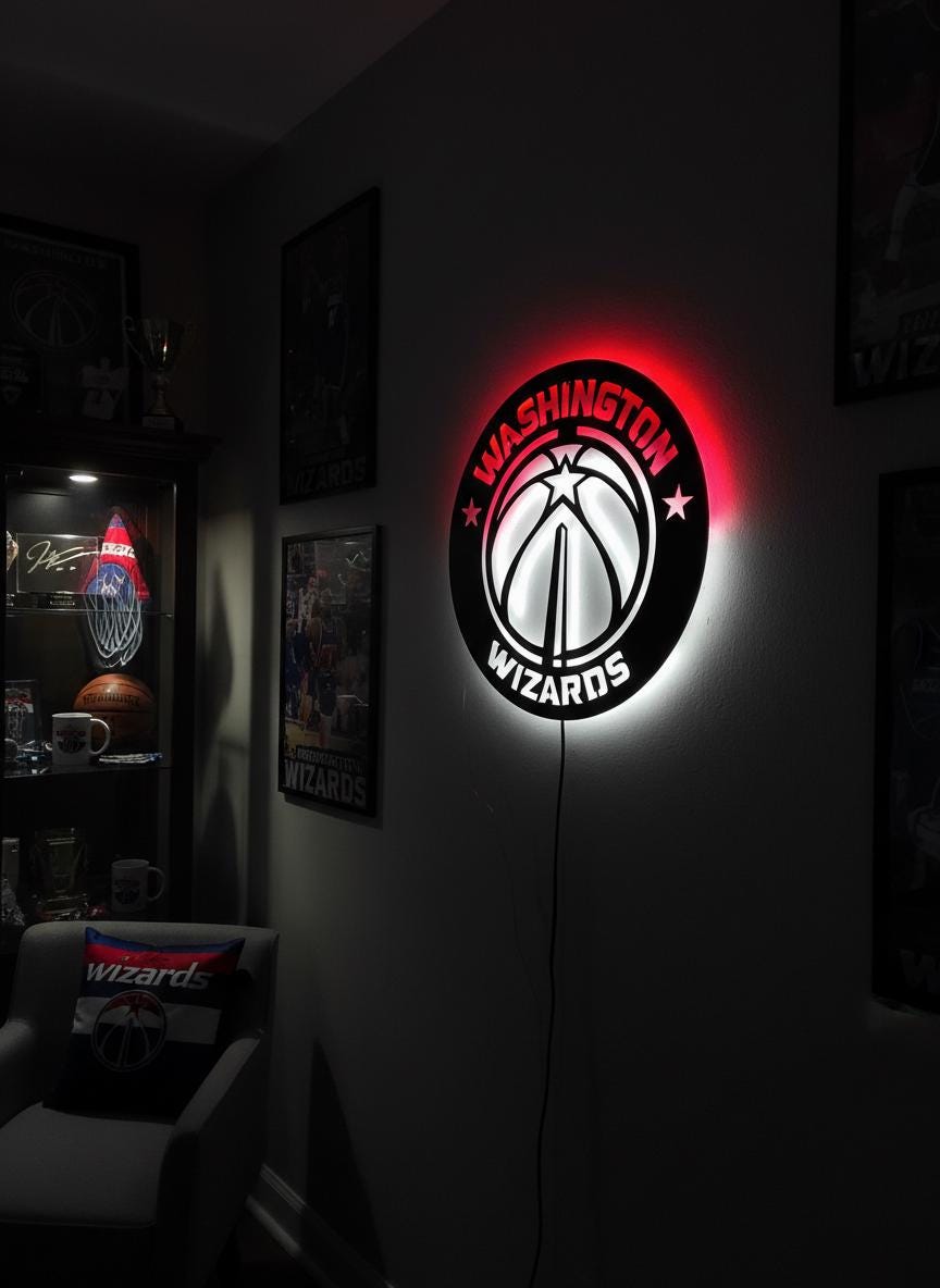 Washington Wizards Wall Art - NBA Team Logo Basketball Game Room Decor