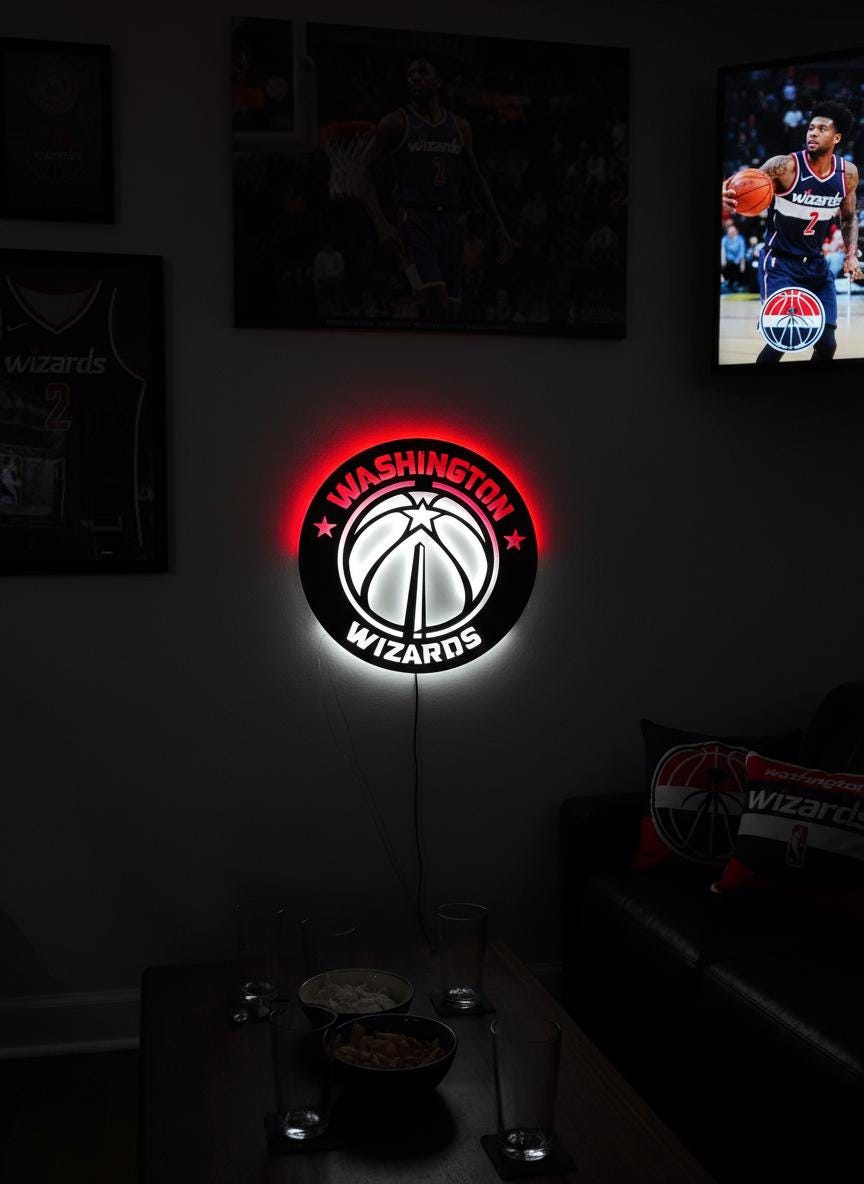 Washington Wizards Wall Art - NBA Team Logo Basketball Game Room Decor