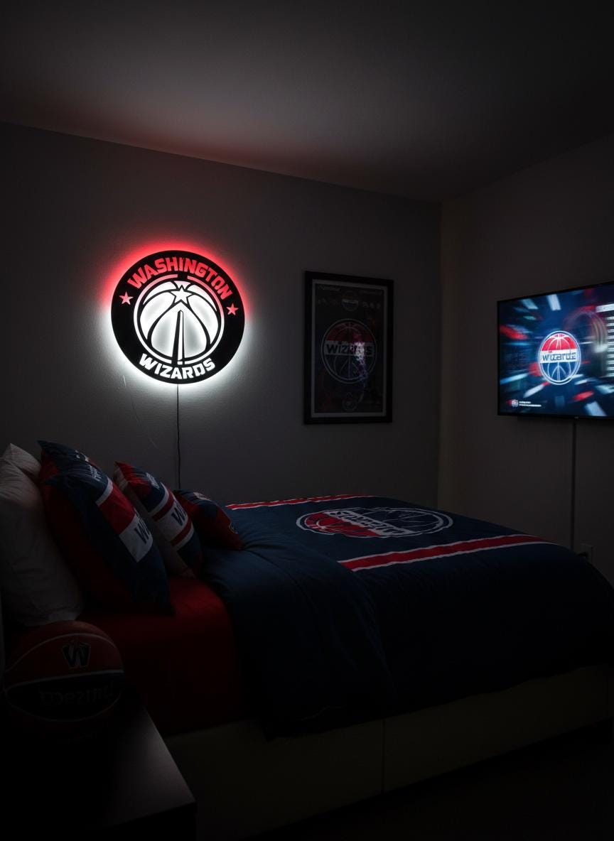 Washington Wizards Wall Art - NBA Team Logo Basketball Game Room Decor