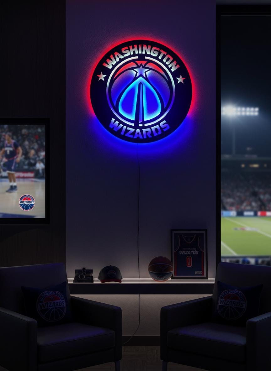 Washington Wizards Wall Art - Unique NBA Team Logo Basketball Decor Gift