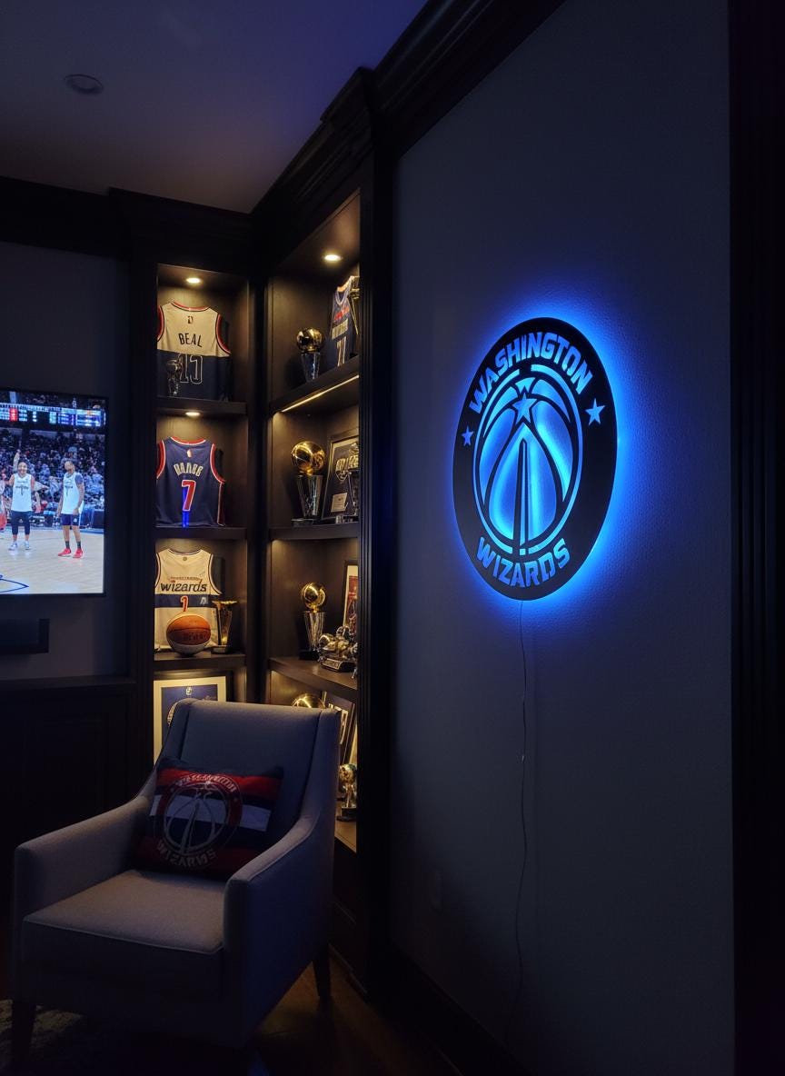 Washington Wizards Wall Art - Unique NBA Team Logo Basketball Decor Gift