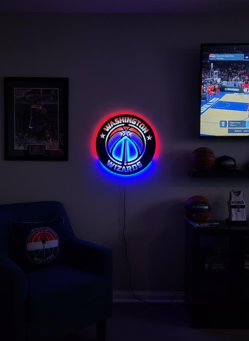 Washington Wizards Wall Art - Unique NBA Team Logo Basketball Decor Gift
