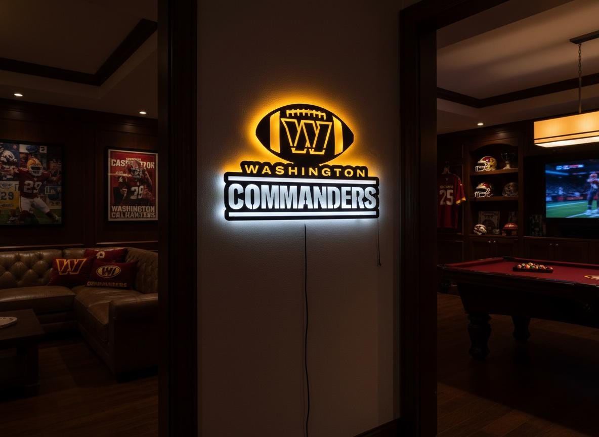 Washington Commanders Sign - NFL Football Team Logo Man Cave Wall Decor