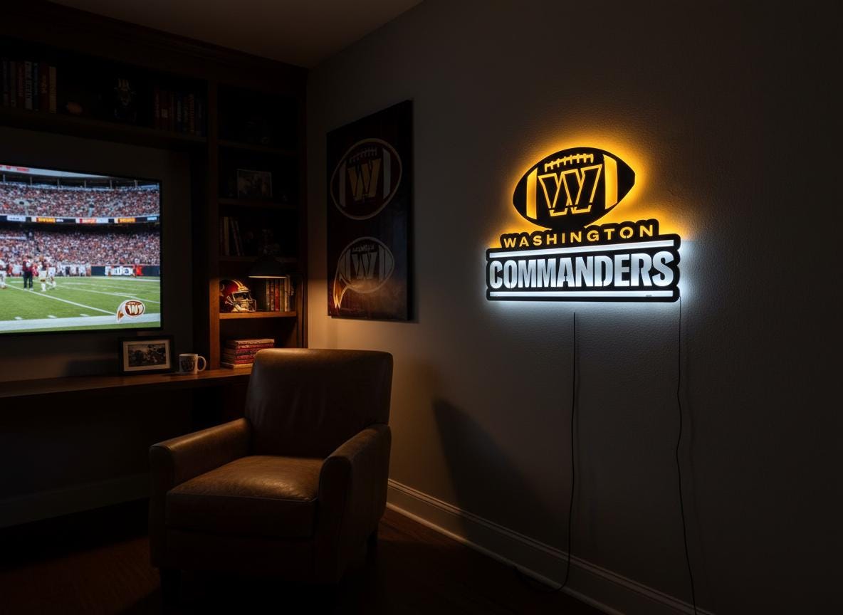 Washington Commanders Sign - NFL Football Team Logo Man Cave Wall Decor