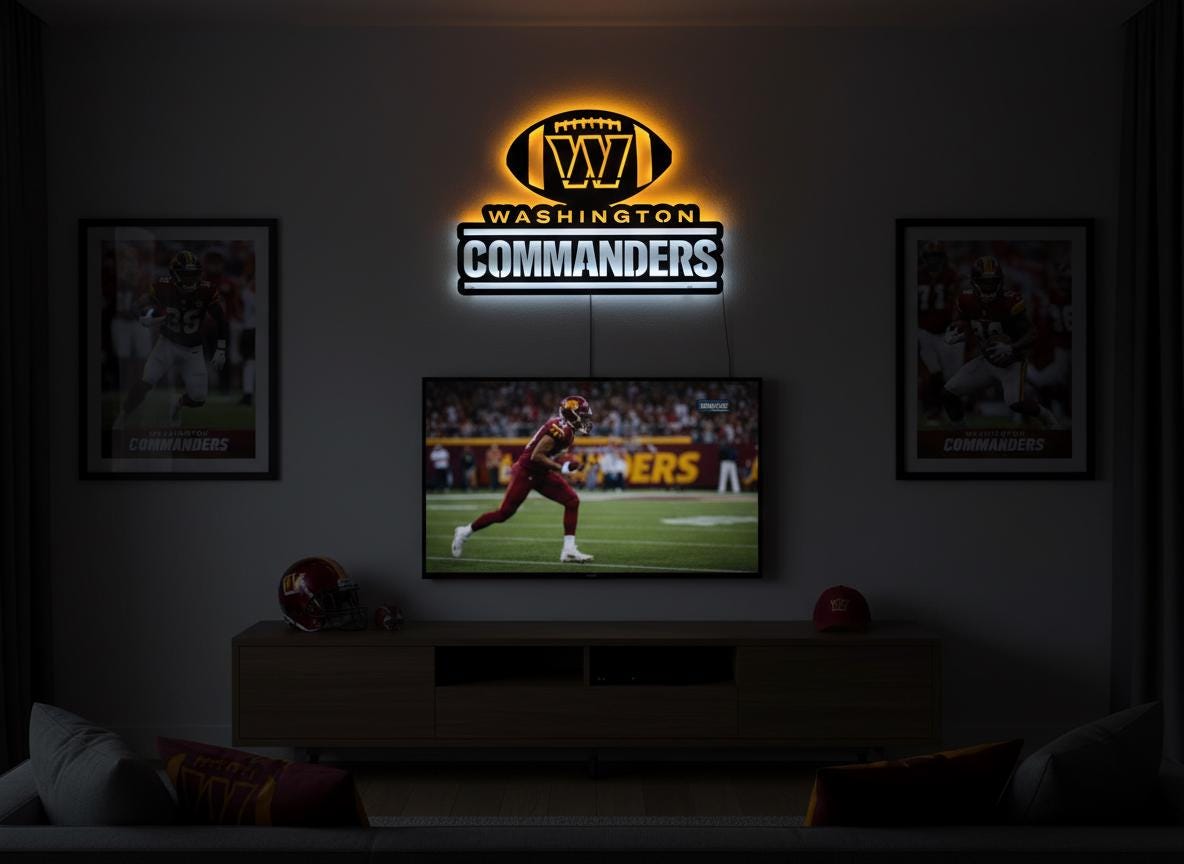 Washington Commanders Sign - NFL Football Team Logo Man Cave Wall Decor