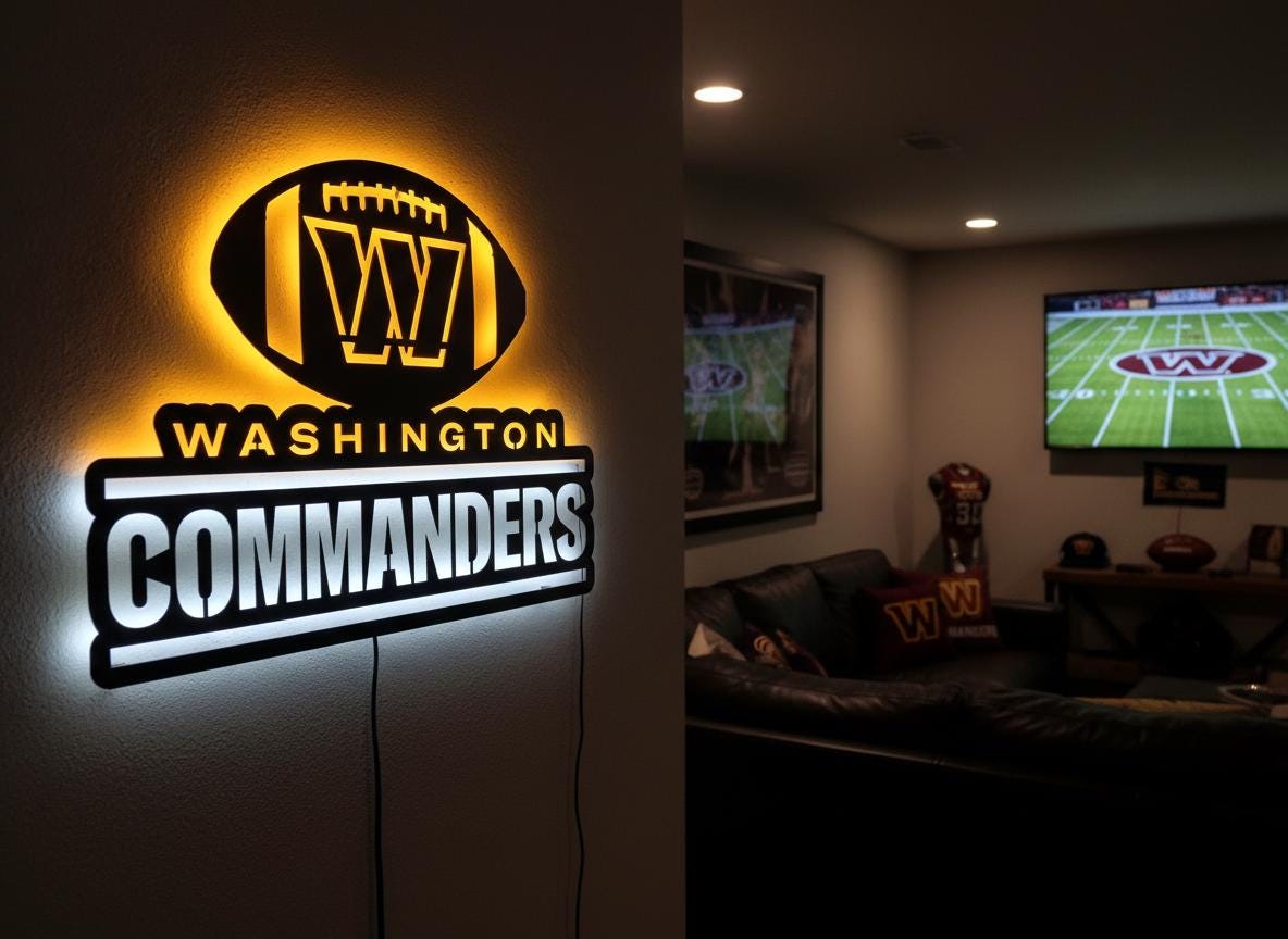 Washington Commanders Sign - NFL Football Team Logo Man Cave Wall Decor