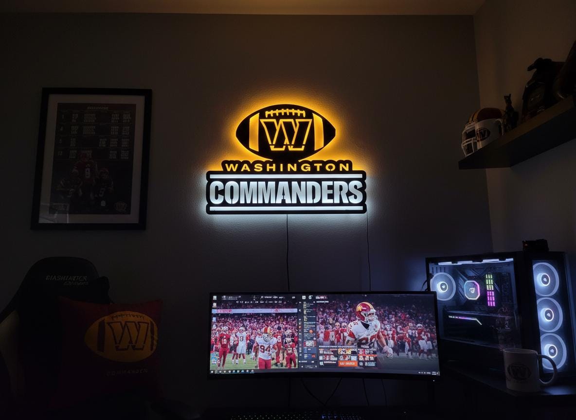 Washington Commanders Sign - NFL Football Team Logo Man Cave Wall Decor