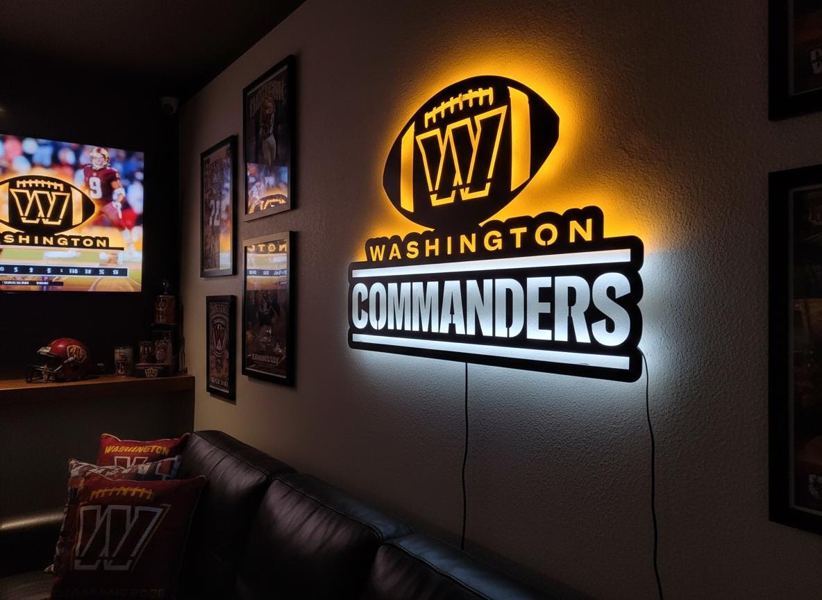 Washington Commanders Sign - NFL Football Team Logo Man Cave Wall Decor