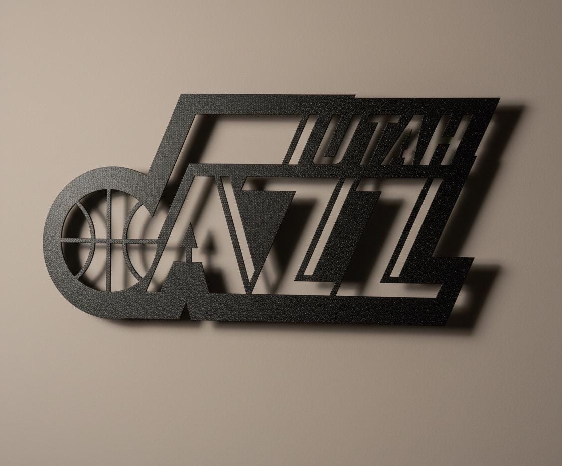 NBA Wall Art - Utah Jazz Team Logo Basketball Game Room Decor Gift