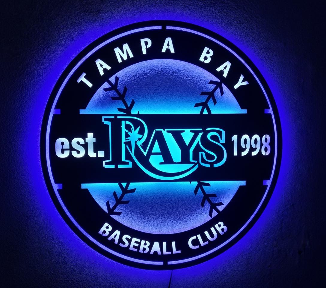 Tampa Bay Rays Wall Art - Team Logo Baseball Game Room Decor