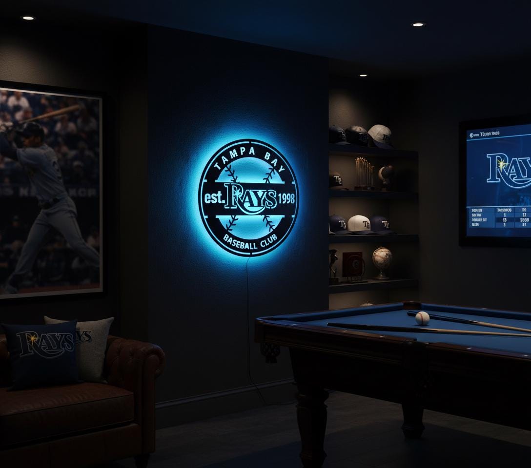 Tampa Bay Rays Wall Art - Team Logo Baseball Game Room Decor