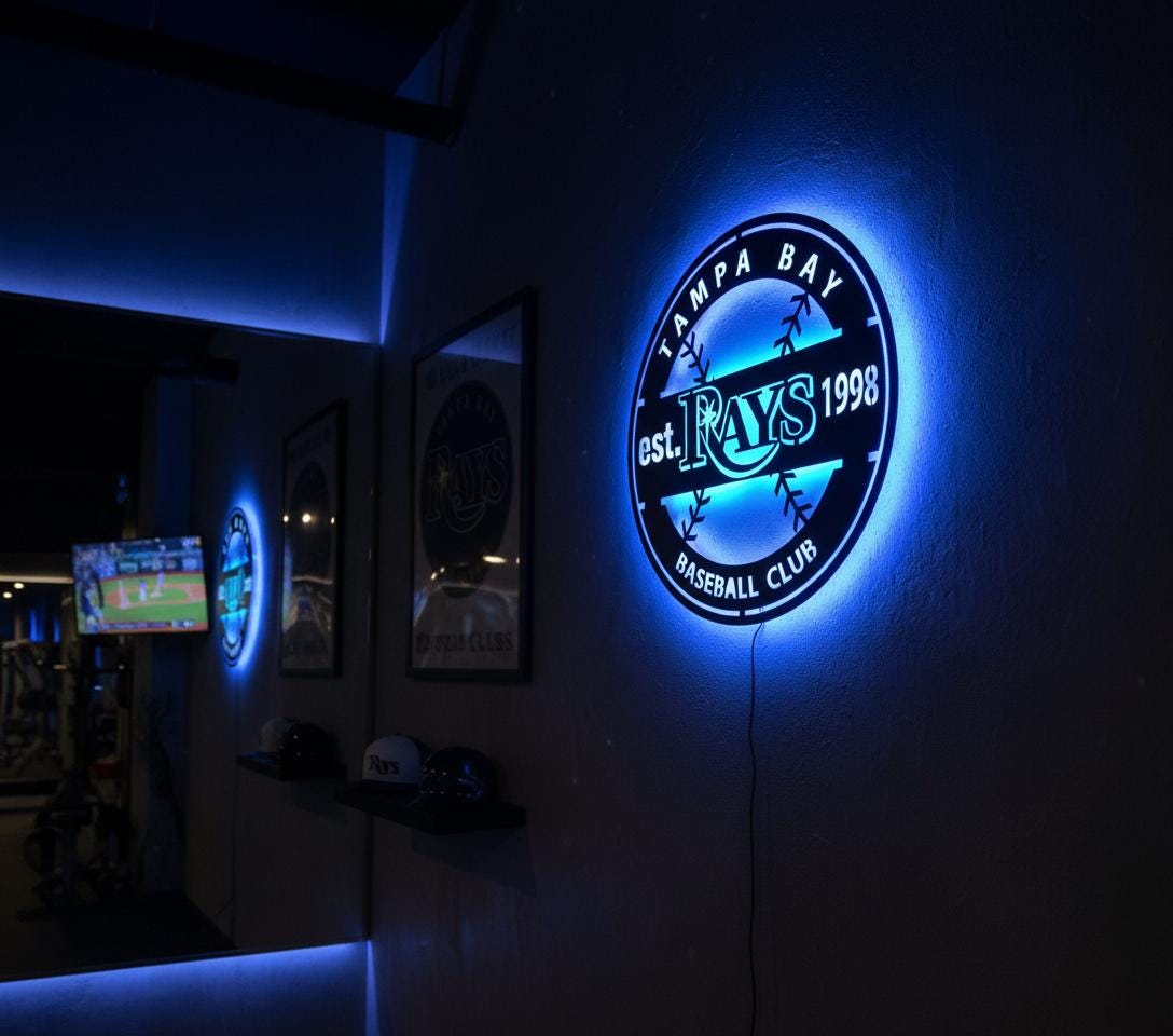 Tampa Bay Rays Wall Art - Team Logo Baseball Game Room Decor