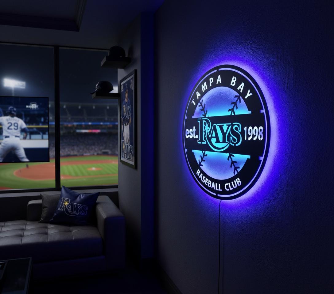 Tampa Bay Rays Wall Art - Team Logo Baseball Game Room Decor