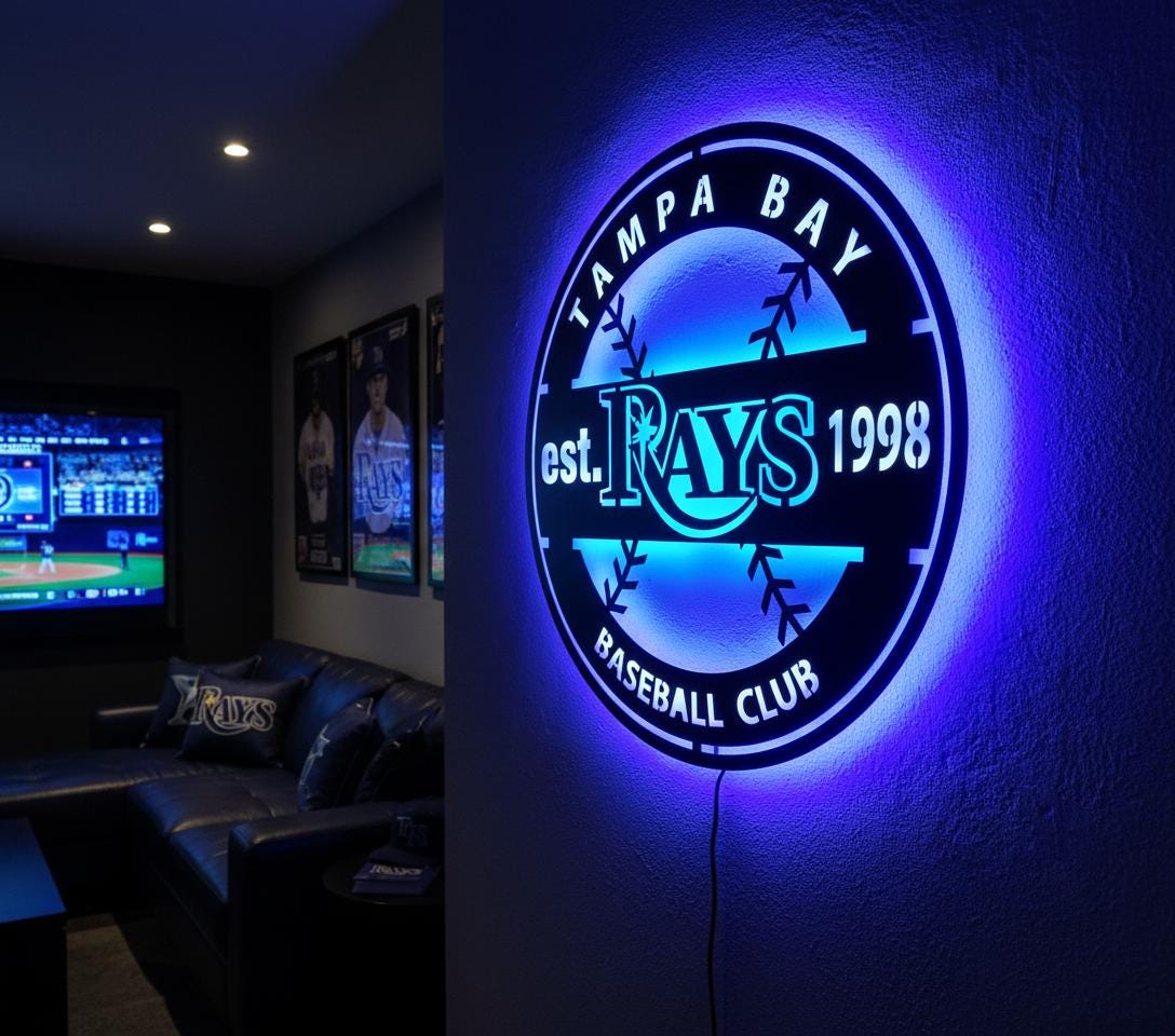 Tampa Bay Rays Wall Art - Team Logo Baseball Game Room Decor