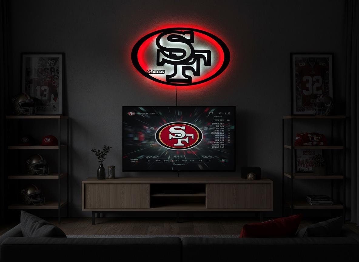 San Francisco 49ers Wall Art - Team Logo Man Cave Decor Game Room Sign