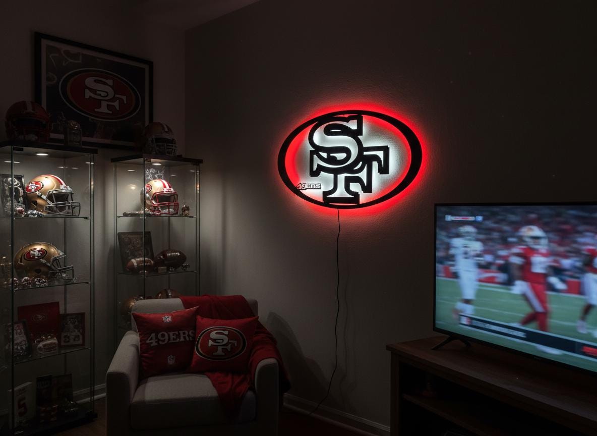 San Francisco 49ers Wall Art - Team Logo Man Cave Decor Game Room Sign