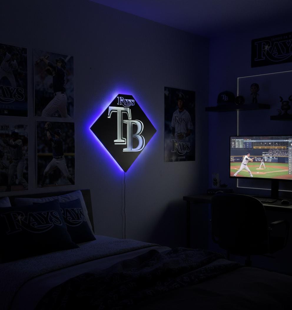 Tampa Bay Rays Wall Art Sign - MLB Baseball Fan Decor - Game Room Gift